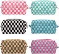 Checkered Makeup Bag for Purse, Small Cosmetic Pouch,Mix Color,6 Pack | Cute Zipper Makeup Organizer for Women, Travel Essentials, Toiletries, Makeup Brushes, Beauty Accessories&Bridesmaid Gifts by PAZIMIIK