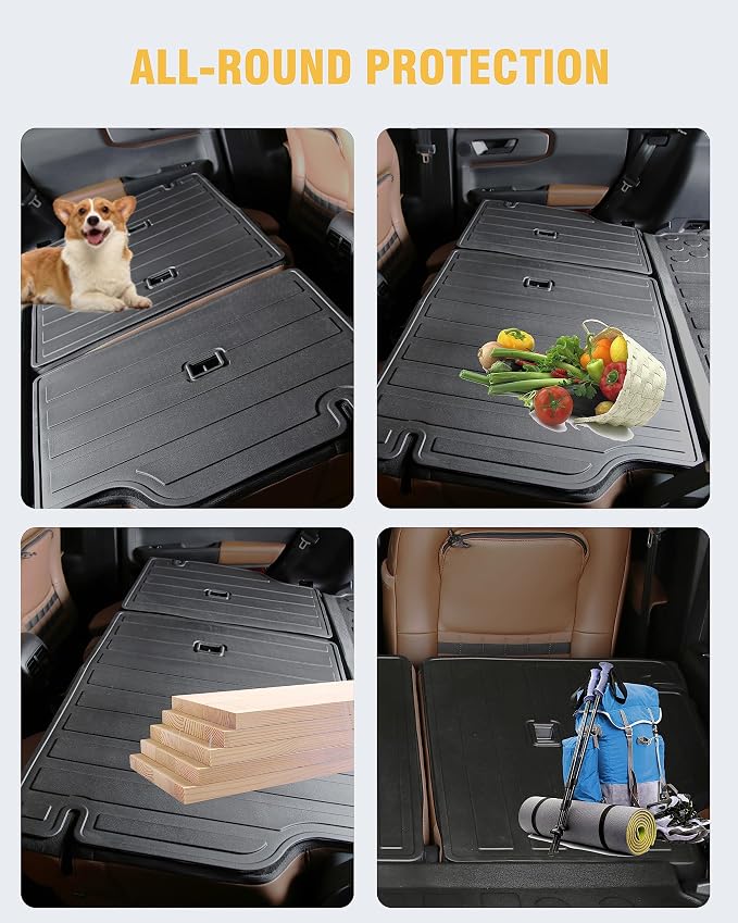 Rear Seat Back Cover Backrest Protector for Ford Bronco Sport Accessories 2021 2022 2023 2024 2025 2026 with Velcro All Weather Split Dog Liner Pet Mat Cargo Trunk Liner 2 PCS - Image 4