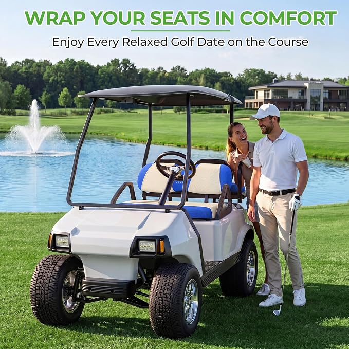 10L0L Golf Cart Seat Covers for Yamaha EZGO Club Car Seat Towel Cushion | Breathable Mesh All-Season Front/Rear Seat Blanket, UV Resistant, Cool Comfort, Machine Washable, Easy On, Great Golf Gift - Image 5