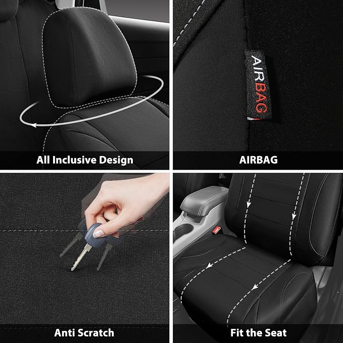 CAR PASS Neoprene EVA Waterproof car seat Covers Front Seats Only, Universal fit for SUV Vehicles Automotive with 5mm Composite EVA Inside,Airbag Compatible (Two Seats, Black and Black) - Image 4
