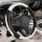 SEG Direct Steering Wheel Cover 14.5-15 inch Car Auto Interior Accessories | Universal Medium Standard Size 37-39cm for Car Truck SUV, Microfiber Leather, Anti-Slip Comfortable Grip, Black and White - Image 7