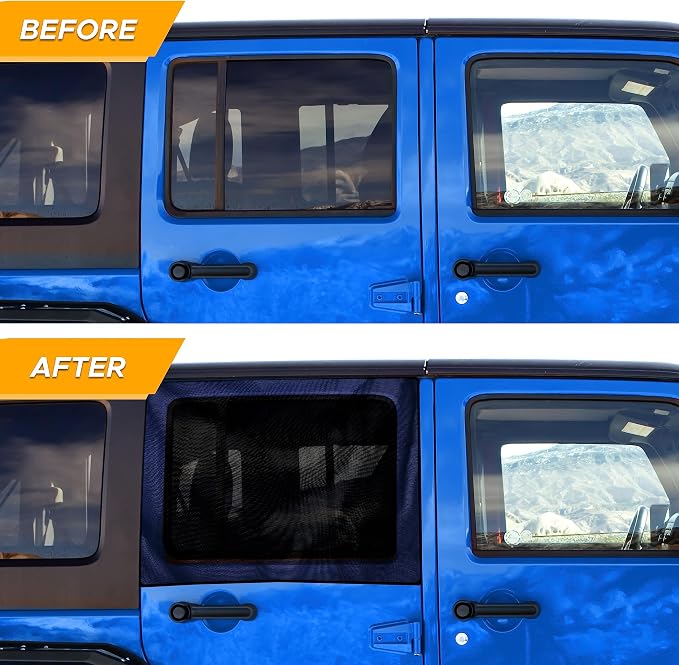 EcoNour Rear Window Shade for Jeep Wrangler Car Window Mesh Screen | For Camping, Bug & Privacy Blackout Window Cover to Protect Sun & UV Rays 1997 to 2025 Jeep Wrangler JK TJ JL & Gladiator JT - Image 6