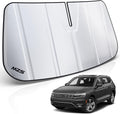 MZS Windshield Sun Shade Compatible with Tiguan SUV 2018-2024 | 6-Layer Heat Insulation, 99% UV Blocking, Keeps Interior Cool, Full Coverage Visor, Foldable Car Window Sunshade, Storage Bag by MZS