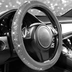 CAR PASS Bling Diamond Leather Steering Wheel Cover, with Bling Sparkly Crystal Glitter Rhinestones Universal Fit 14" 1/2-15" Car Wheel Protector for Women Girl Fit Suvs,Vans,Sedans,Cars,Trucks, Gray - Image 4