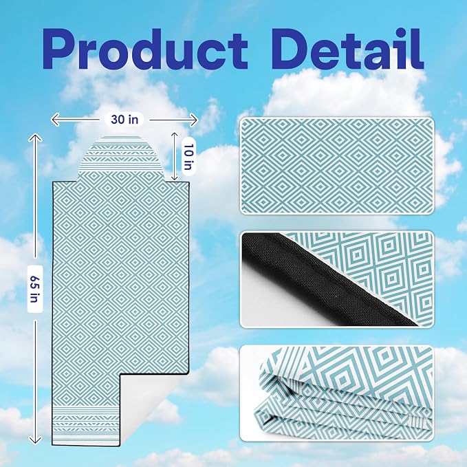 2 Pack Car Seat Towel Covers for Gym, Front Seats, Light Blue | Blue Sweat Protector for Front Seats Premium Thickened with Elastic Strap Breathable & Quick Dry Machine Washable Running - Image 2