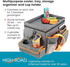 High Road Front Seat Organizer with Tray and Cup Holders | Car Office Organizer With File and Laptop Storage Compartment, Car Desk Top, Cup Holders and 8 Storage Pockets - Image 4