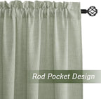 RYB HOME Linen Sheer Curtains 90 inches Long for Living Room | Breathable, Weave Textured, Rod Pocket, Semi Sheer, Sage Green, for Dining Room, W52 x L90, 2 Panels Set - Image 2