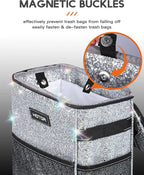HOTOR Car Trash Can, Compact Waterproof Organizer, Leak-Proof Bin, 2-Gallon | Sparkle White, Multifunctional Car Accessory with Adjustable Straps & Magnetic Snaps for Interior Car Storage - Image 3