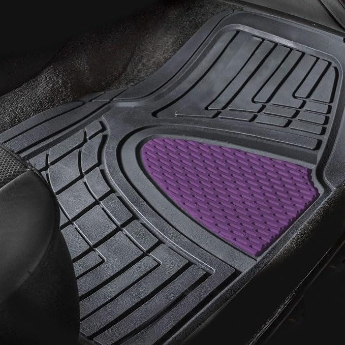 FH Group Automotive Floor Mats - Heavy-Duty Rubber Floor Mats for Cars, Universal Fit Full Set, Climaproof Floor Mats, Trimmable Floor Mats for Most Sedan, SUV, Truck Floor Mats Purple - Image 4