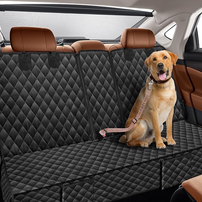 Dog Car Seat Cover for Back Seat for Dodge RAM 1500 2500 2000-2025 2026 | for RAM 4 Door Quad Cab Crew Cab Mega Cab Accessories Truck Pet Bench Backseat Rear Seat Covers Protector Waterproof Black - Image 3
