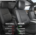 TTX LIGHTING Custom Fit Front Seat Cover for Ford F150 2009-2026 | F250/F350/F450 2017-2026 Original Pattern | Full Coverage | Faux Leather | Easy Install | Waterproof | Pet-Friendly - Image 3