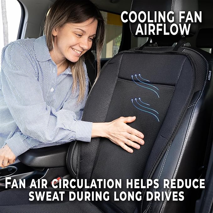 ZONETECH Cooling Car Seat Cover, Black Automotive Adjustable Temperature Comfortable Cooling Car Seat Cover (2 Pack) - Image 5