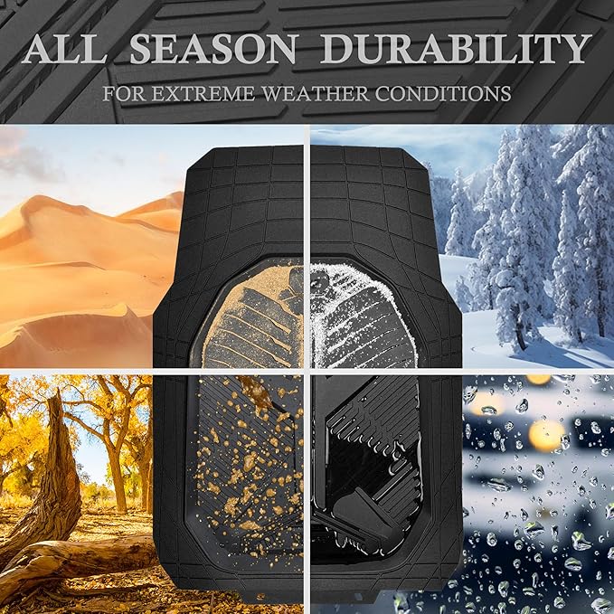 CAR PASS Heavy Duty Rubber Car Mats, Deep-Dish All Weather 3 Row Car Floor Mats for 7 Seater 8 Seats 2nd & 3rd Row, Waterproof Anti-Slip Universal Trim-to-Fit for SUV, MPV, 7 Passengers Vehicle - Image 2