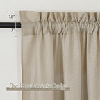 RYB HOME Linen Sheer Curtains 2 Panels for Living Room, Semi Transparent Privacy Drapes with Rod Pocket Farmhouse Style Window Treatments for Bedroom, Taupe, 52" W x 45" L - Image 2