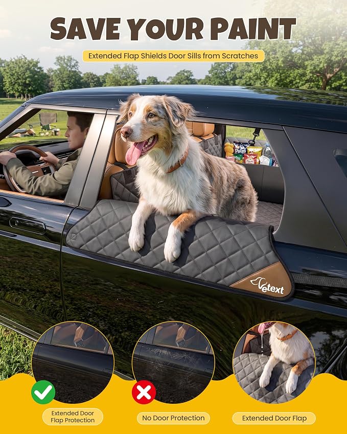 Dog Seat Cover for Back Seat Hard Bottom Dog Car Seat Cover Waterproof Scratch Proof Non Slip W/Mesh Window Side Flaps 420 Pound 51" L * 24" W * 21" H for Cars Trucks SUVs Large Dogs Road Trip - Image 2