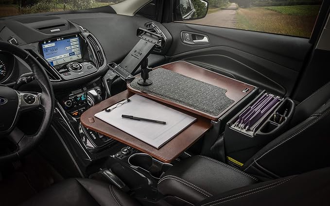 AutoExec AE-GMCD-TAB-21M GripMaster Car Desk for Your Vehicle Workstation and Mobile Office, Mahogany with Tablet Mount - Image 2