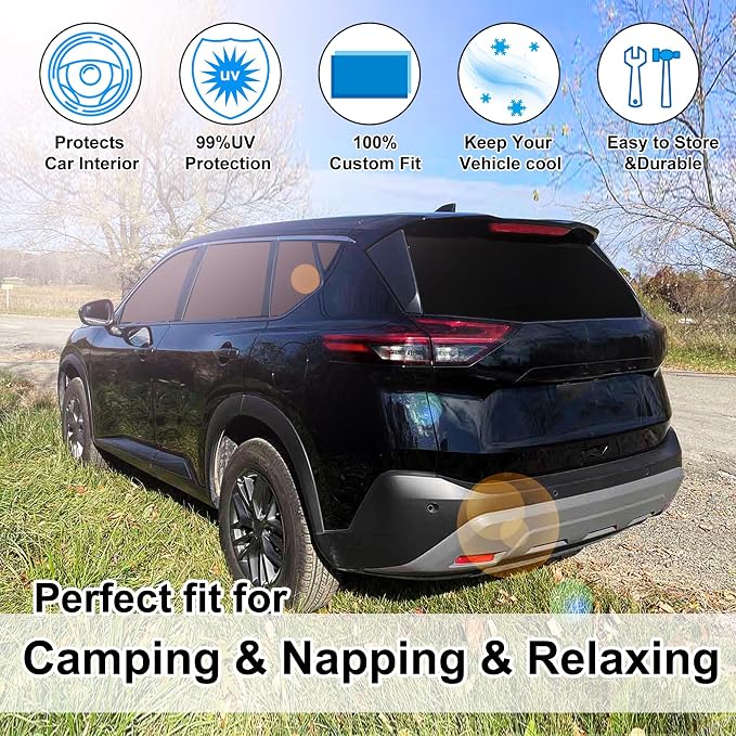 TINGLU Window Shades for Nissan Rogue Sport(Not for Rogue) 2017-2024 8PCS Accessories Car Side Full Windows Rear Triangular Windshield Sun Shade Sun UV Rays & Privacy Protection for Camping,Napping - Image 6