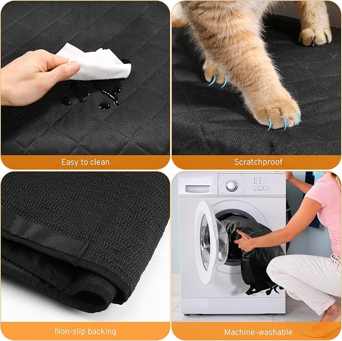 Dog Car Seat Cover for Back Seat for Dodge RAM 1500 2500 2000-2025 2026 | for RAM 4 Door Quad Cab Crew Cab Mega Cab Accessories Truck Pet Bench Backseat Rear Seat Covers Protector Waterproof Black - Image 5