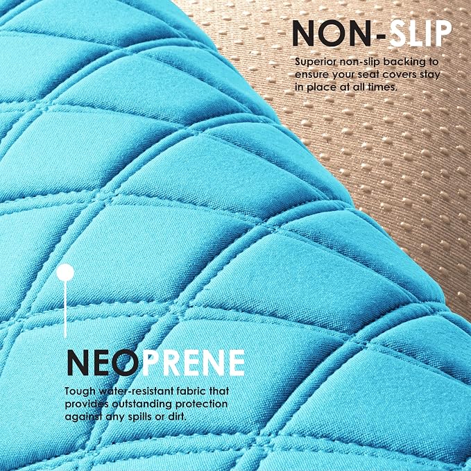FH Group Car Seat Cushion Neosupreme Automotive Seat Cushions - Universal Fit, Rear Car Seat Cushion, Car Seat Cushions with Non-Slip Silicone Backing for SUV, Sedan, Van Rear Set Aqua - Image 6