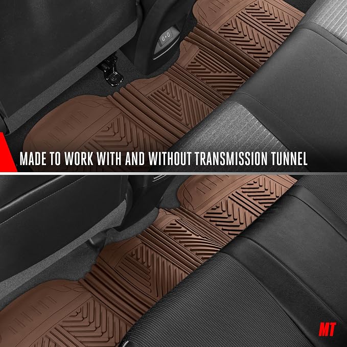 Motor Trend FlexTough Performance All Weather Rubber Car Floor Mats - 3 Piece Floor Mats Automotive Liners for Cars Truck SUV, Heavy-Duty Waterproof (Brown) - Image 10