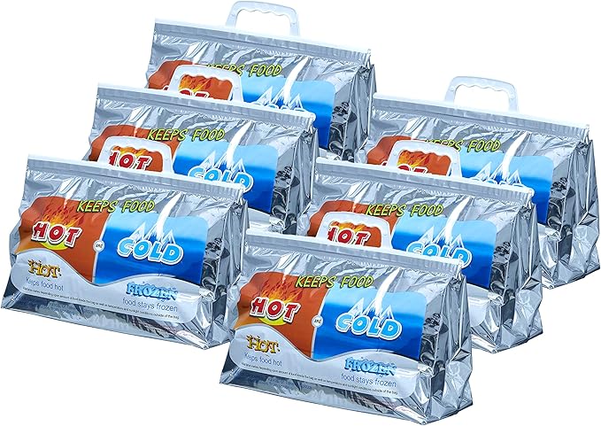 Superio Hot and Cold Insulated Bags for Food Delivery, Grocery Shopping Bags, Food Storage for Hot and Frozen Food for Travel, Disposable Cooler Bag, Reinforced Thermal Lunch Bag (6, 13"x5.5"x8.5") by Superio