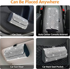 Accmor Bling Sunglasses Holder for Car Sun Visor, Sparkling Eyeglasses Car Visor Clip Storage Glasses Organizer Case, PU Leather Auto Sunglass Holder Protective Box for Truck, SUV, RV (White) - Image 6