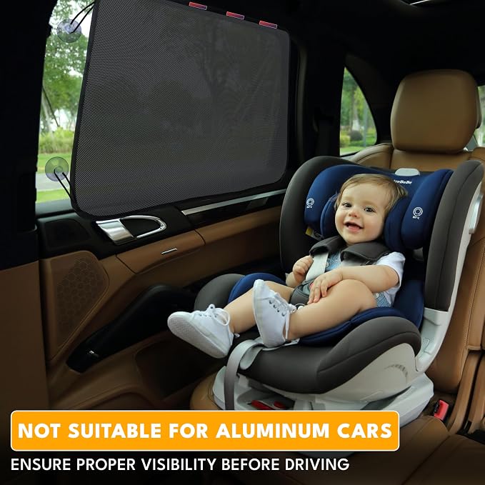 EcoNour Magnetic Car Sun Shade Side Window (2 Pack) | Rear Window Sun Shade | Blocks Harmful UV Rays | Ensures Privacy Protection | Baby Travel Accessories | Magnetic Curtain for Baby and Kids - Image 2
