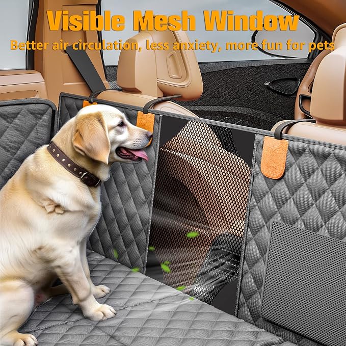 Dog Car Seat Cover for Back Seat, Hard Bottom Back Seat Extender | Rear Seat Pet Cover for Dogs - Supports 400lbs, Waterproof and Scratch Resistant Dog Hammock with Mesh Window For Cars & SUVs - Image 5