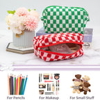 Checkered Makeup Bag for Purse, Small Travel Cosmetic Pouch,Red,2 Pack | Cute Zipper Makeup Organizer for Women, Travel Essentials, Toiletries, Makeup Brushes, Beauty Accessories&Bridesmaid Gifts - Image 4