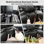 Car Seat Headrest Hook Heavy Duty 55lb Metal Hanger with Leather for Bags | Universal Vehicle Seat Back Organizer, Ergonomic Design, Hang Groceries Handbag Backpack Water Bottle, 2 Pack Black - Image 3