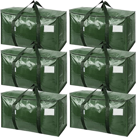 TICONN 6 Pack Extra Large Moving Bags Heavy Duty with Zippers & Carrying Handles, Durable Storage Bags Moving Boxes for Closet Organizers and Storage (6 Pack, Olive) by TICONN