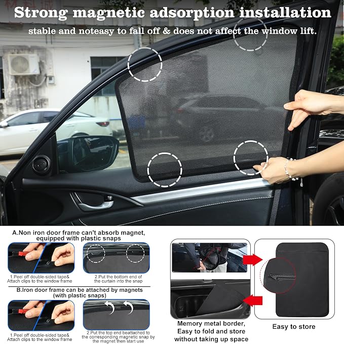 Front Side Half Window Shade Foldable Custom Fit for Ford Escape 1.5L SE AWD 2020-2026 Car Window Shades for Side Window Sun Shade UV Protection Heat Insulation for Sleeping 6PCS - Image 5