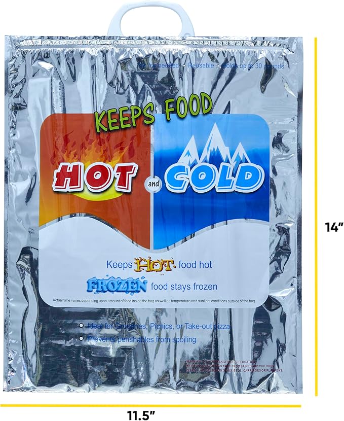 Superio Hot and Cold Insulated Bags for Food Delivery, Grocery Shopping Bags, Food Storage for Hot and Frozen Food for Travel, Disposable Cooler Bag, Reinforced Thermal Lunch Bag (4, 16"x19.25") - Image 2