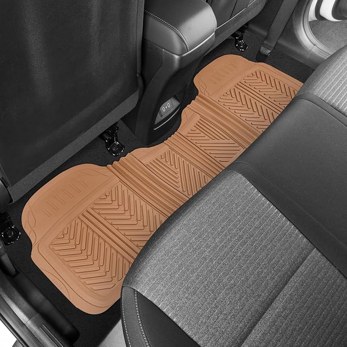 Motor Trend FlexTough Performance All Weather Rubber Car Floor Mats - 3 Piece Floor Mats Automotive Liners for Cars Truck SUV, Heavy-Duty Waterproof (Beige) - Image 8