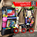 Helteko Backseat Car Organizer, Kick Mats Back Seat Protector with Touch Screen Tablet Holder, Back Seat Organizer for Kids, Travel Accessories with 9 Storage Pockets 2 Pack, Black - Image 2