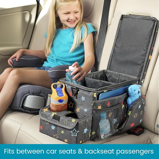 High Road CarHop Car Caddy Organizer With Cooler and Cup Holders | Sturdy Snack and Play Backseat Organizer for Kids with Top Tray and 6 Organization and Storage Pockets - Image 6