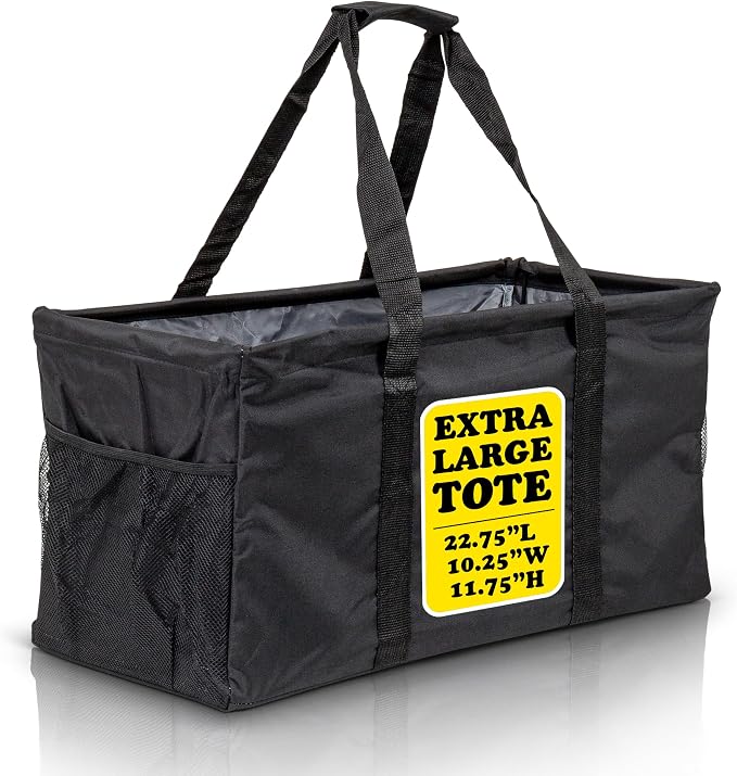 Extra Large Utility Tote Bag - Oversized Collapsible Large Beach Bag, Great for Pool with Sturdy Frame, Extra Side Pockets and Tons of Storage by Lucazzi