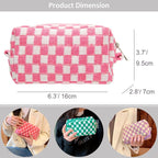 Checkered Makeup Bag for Purse, Small Travel Cosmetic Pouch,Pink,2 Pack | Cute Zipper Makeup Organizer for Women, Travel Essentials, Toiletries, Makeup Brushes, Beauty Accessories&Bridesmaid Gifts - Image 2