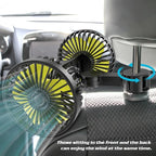 Wowok Car Fan for Rear Seat Passenger Dual Head USB Car Seat Fan for Backseat Kids, 360° Rotatable 3 Speeds Air Circulation Fans for Baby, USB Fans with Adjustable Clip for Vehicles SUV RV Vehicles - Image 4