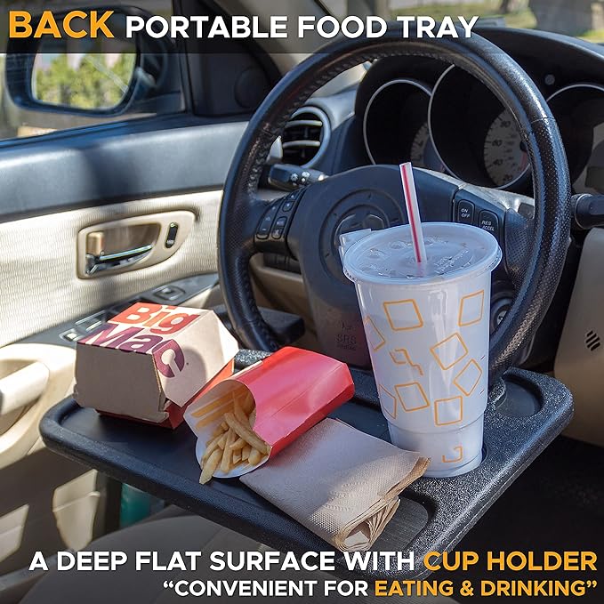 EcoNour Car Tray for Laptop Mount with Pen Holder | Food Tray for Eating with Drinks Holder | Car Tray for Laptop Mount with Pen Holder | Food Tray for Eating with Drinks Holder | Multipurpose Travel Car Accessories - Image 3