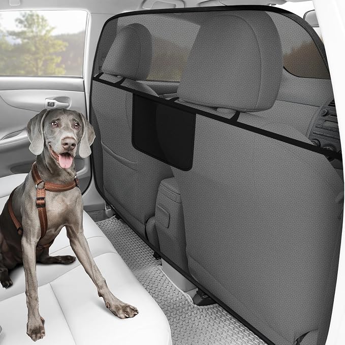 Mixsuper Dog Car Barrier, 52.4" Wide, Car Divider for Midsized Pickup, Midsized SUV and Car, One-Piece Escape-Proof Back Seat Mesh Dog Car Net Barrier Black by Mixsuper