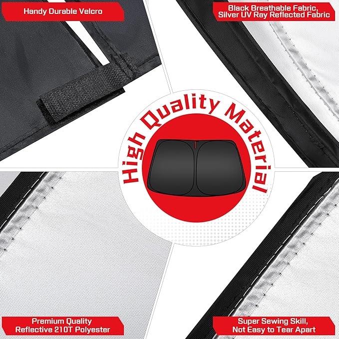 ARISMOTOR Windshield Sun Shade for Ni-ssan Leaf 2018-2025 | Custom Fit, Foldable, Front Window Sunshade Sun Visor Protector, Block UV Rays, Keep Car Cool - Image 5