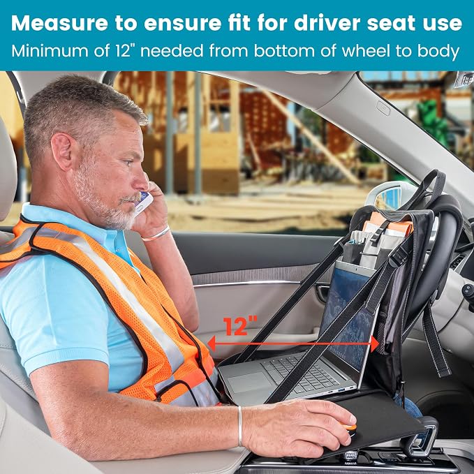 High Road Steering Wheel Desk and Laptop Holder for Car, Truck, Van and SUV | Portable Car Office Laptop Case and Desk, with 6 Storage Compartments, Phone Holder, Mouse Tray and Wrist Rest - Image 6