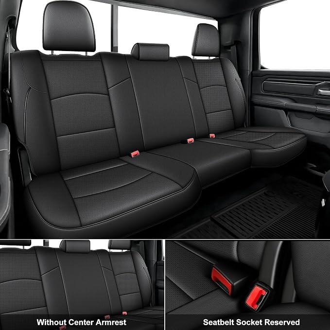 AOMSAZTO Custom Fit Seat Covers for Ram 2500 2019-2026 Full Set Black | Pickup Truck Seat Covers Waterproof faux leather, Breathable comfort, Airbag Compatible, Front covers only fit bucket seats - Image 2