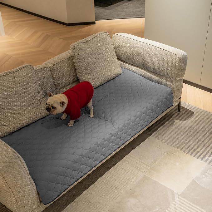 gogobunny 3X Stronger Waterproof Pet Blanket, Scratch Proof Furniture Protector for Dogs Cats, Reversible Cover 30x70 Inch, Dark Grey/Light Grey (Pack of 2) - Image 7