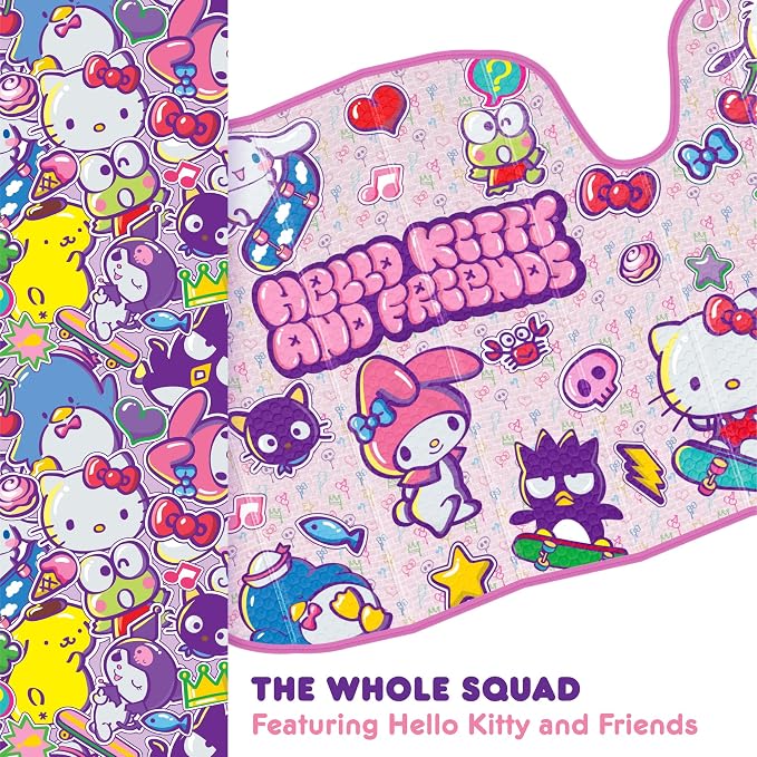 Carbella Hello Kitty and Friends Car Windshield Sun Shade, Official Sanrio Accordion Style Sunshade for Car Window, Cute Car Sun Shade Windshield, Hello Kitty Car Accessories for Women (HK & Friends) - Image 4