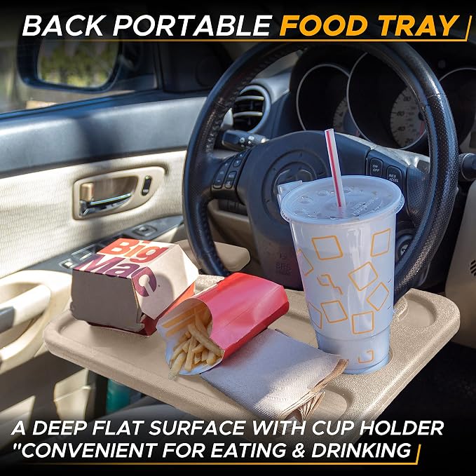 EcoNour Car Tray for Laptop Mount with Pen Holder | Food Tray for Eating with Drinks Holder | Multipurpose Travel Car Accessories | Car Tray for Laptop Mount with Pen Holder | Food Tray for Eating with Drinks Holder | Multipurpose Travel Car Accessories - Image 3