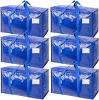 TICONN 6 Pack Extra Large Moving Bags Heavy Duty with Zippers & Carrying Handles, Durable Storage Bags Moving Boxes for Closet Organizers and Storage (6 Pack, Blue) by TICONN