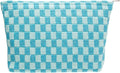 Checkered Makeup Bag for Purse, Small Flat Cosmetic Pouch,Lake Blue | Cute Zipper Makeup Organizer for Women, Travel Essentials, Toiletries, Makeup Brushes, Beauty Accessories&Bridesmaid Gifts by PAZIMIIK