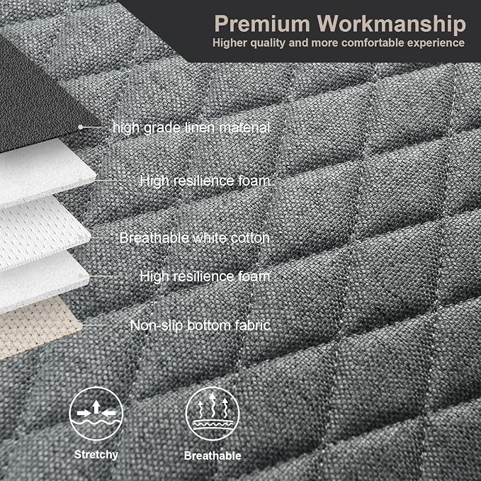 West Llama Linen Car Seat Covers,Bottom Seat Covers for Cars Include 1 Pair Front Driver Seat Pad Mat and 1 Rear Bench Cover Universal Fits 90% Vehicles,SUVs,Cars,Sedans(3Piece-Gray) - Image 3